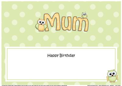 Birthday Mum Owls Large Dl Matching Insert