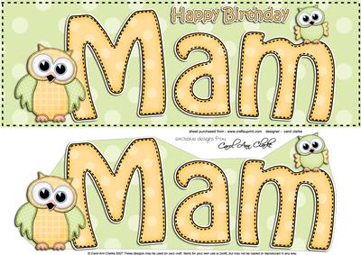 Large Dl Birthday Mam Owls Quick Card N 3D Decoupage