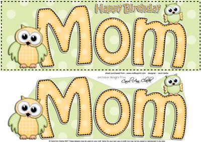 Large Dl Birthday Mom Owls Quick Card N 3D Decoupage