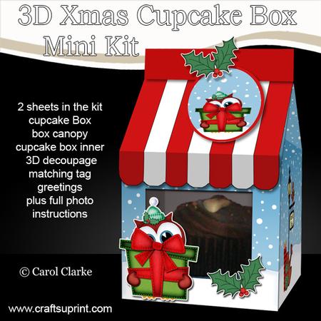 3D Xmas Little Hoot Owl Milk Carton Cupcake or Treat Box