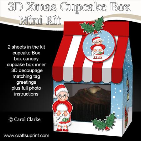 3D Xmas Mrs Claus Milk Carton Cupcake or Treat Box