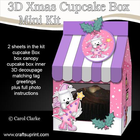3D Xmas Westie Dog Milk Carton Cupcake or Treat Box Mini Kit