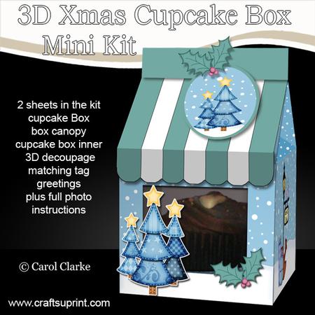 3D Xmas Trees Milk Carton Cupcake or Treat Box Mini Kit