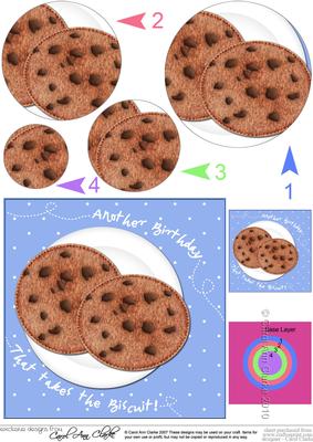 Choc Chip Cookies Biscuits Birthday Circle Pyramage Topper