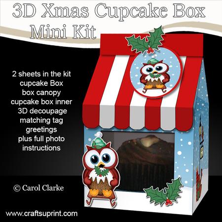 3D Xmas Little Hoot Owl Milk Carton Cupcake or Treat Box