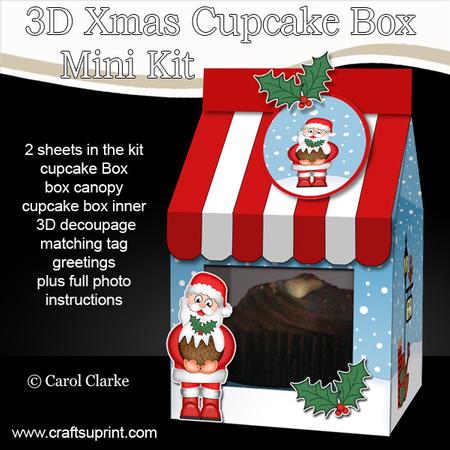 3D Xmas Santa's Pudding Milk Carton Cupcake or Treat Box