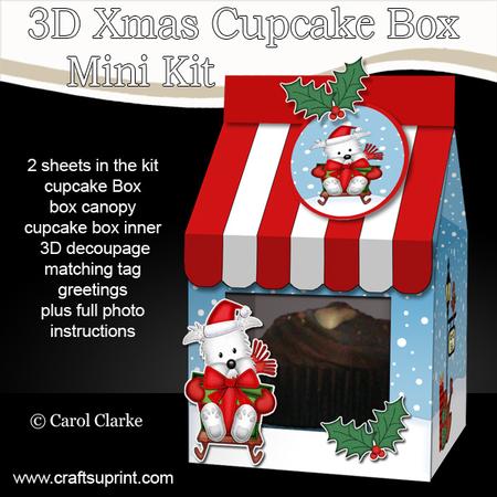 3D Xmas Westie Dog Milk Carton Cupcake or Treat Box Mini Kit