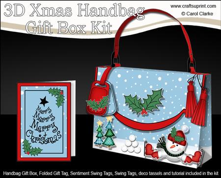 3D Snowman Xmas Handbag Treat or Favour Box Kit