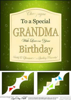 8x8 Birthday Grandma Champagne Label Scalloped Corner