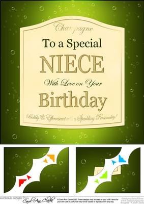 8x8 Birthday Niece Champagne Label Scalloped Corner