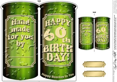 60th Birthday Beer Can Shaped Card