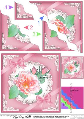Rose and Lace Wavy Corner Side Stacker Topper