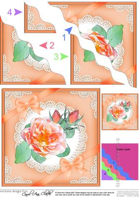 Rose and Lace Wavy Corner Side Stacker Topper
