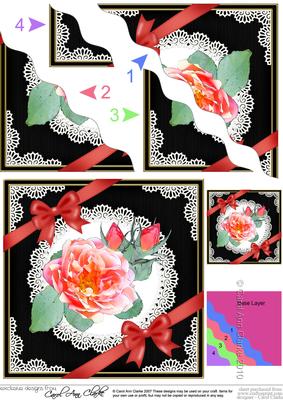 Rose and Lace Wavy Corner Side Stacker Topper