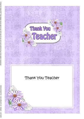 5x7 Thank You Teacher Daisies Matching Insert