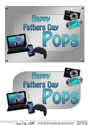 5x7 Fathers Day Pops Gadgets N Gizmos 3D Decoupage