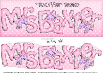 Large Dl Thank You Teacher Mrs Baxter Butterflies