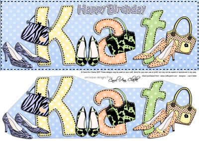 Large Dl Birthday Kat Shoes & Handbags 3D Decoupage