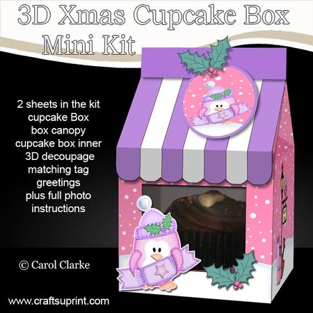 3D Xmas Penguin Milk Carton Cupcake or Treat Box Mini Kit