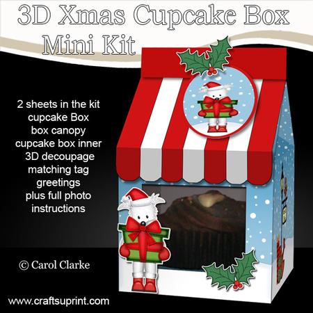 3D Xmas Westie Dog Milk Carton Cupcake or Treat Box Mini Kit
