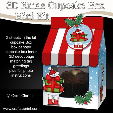 3D Xmas Ben Polar Bear Milk Carton Cupcake or Treat Box