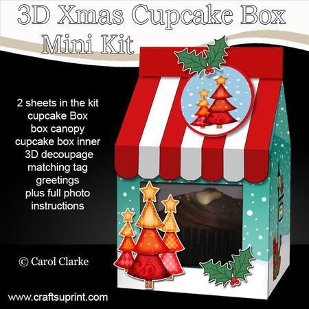 3D Xmas Trees Milk Carton Cupcake or Treat Box Mini Kit