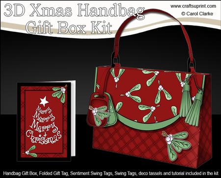 3D Mistletoe Xmas Handbag Treat or Favour Box Kit