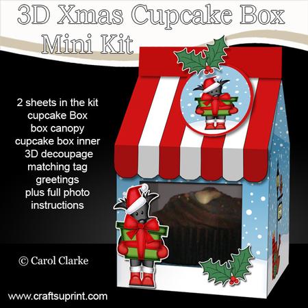 3D Xmas Scottie Dog Milk Carton Cupcake or Treat Box