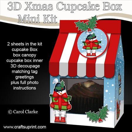 3D Xmas Cute Cat Milk Carton Cupcake or Treat Box Mini Kit