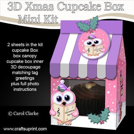 3D Xmas Little Hoot Owl Milk Carton Cupcake or Treat Box