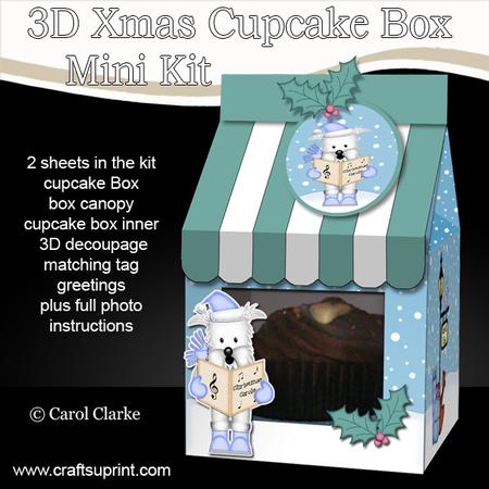 3D Xmas Westie Dog Milk Carton Cupcake or Treat Box Mini Kit