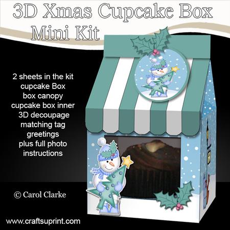 3D Xmas Snowman Milk Carton Cupcake or Treat Box Mini Kit