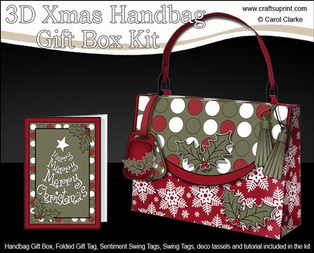 3D Snowflakes & Spots Xmas Handbag Treat or Favour Box Kit