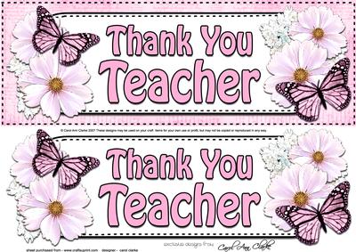 Large Dl Thank You Teacher Floral Butterflies 3D Decoupage