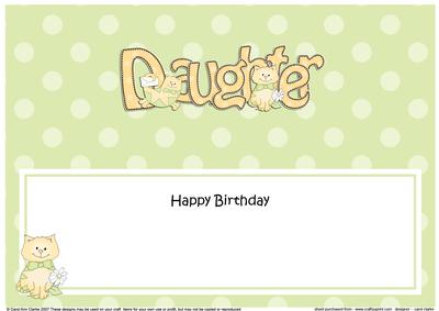 Birthday Daughter Cat Large Dl Matching Insert
