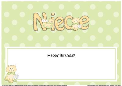 Birthday Niece Cat Large Dl Matching Insert
