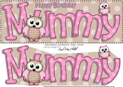 Large Dl Birthday Mummy Owls Quick Card N 3D Decoupage