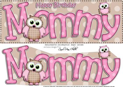 Large Dl Birthday Mommy Owls Quick Card N 3D Decoupage