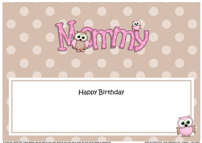 Birthday Mommy Owls Matching Large Dl Insert