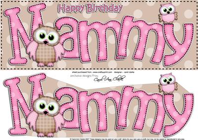 Large Dl Birthday Mammy Owls Quick Card N 3D Decoupage