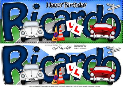 Large Dl Birthday Ricardo Cars Quick Card N 3D Decoupage