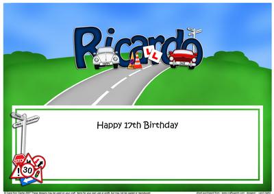 17th Birthday Ricardo Cars Large Dl Matching Large Dl Insert