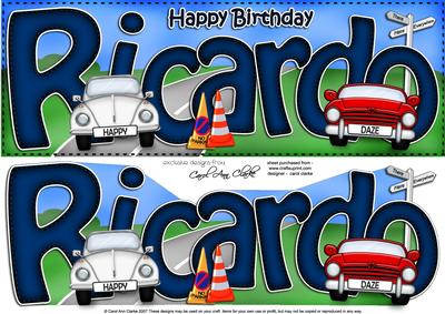 Large Dl Birthday Ricardo Cars Quick Card N 3D Decoupage