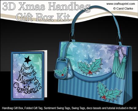 3D Frosty Stars Xmas Handbag Treat or Favour Box Kit
