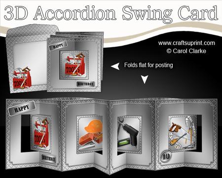 3D DIY Handyman Tools Accordion Swing Card