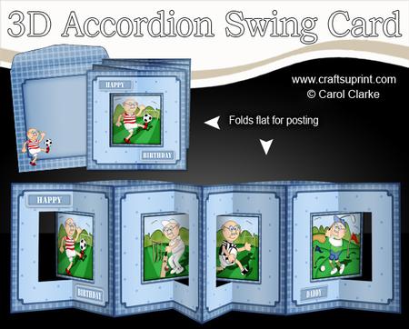 3D Old Man Bert Plays Sport Accordion Swing Card