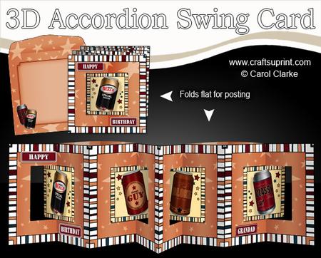 3D Cans of Beer Accordion Swing Card