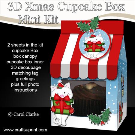 3D Xmas Cute Cat Milk Carton Cupcake or Treat Box