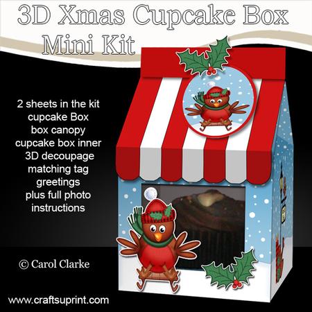 3D Xmas Cute Cat Milk Carton Cupcake or Treat Box