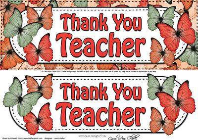 Large Dl Thank You Teacher Butterflies 3D Decoupage